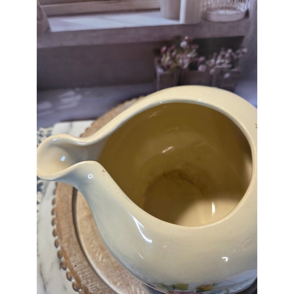 Vintage Floral water jug Cream Color USA Ceramic Rose Flower Decor Farmhouse - Picture 5 of 13